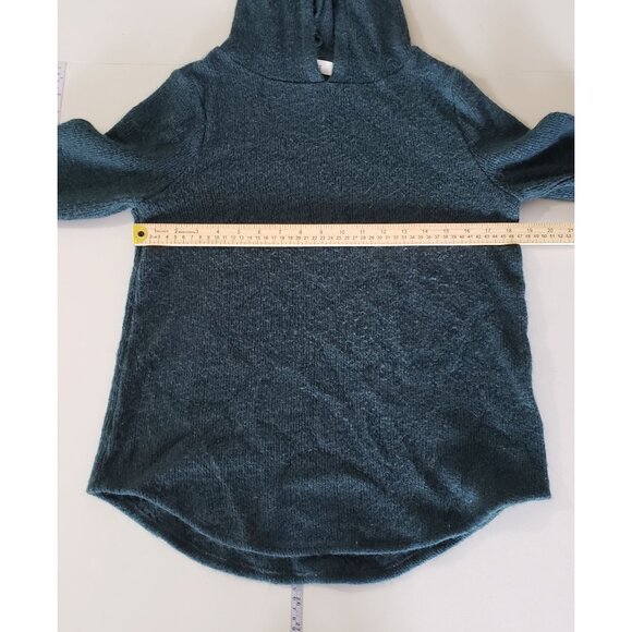 Loft Womens Teal Textured Knit Hoodie Sweater Size M Fall Layering Outdoor - Picture 3 of 5